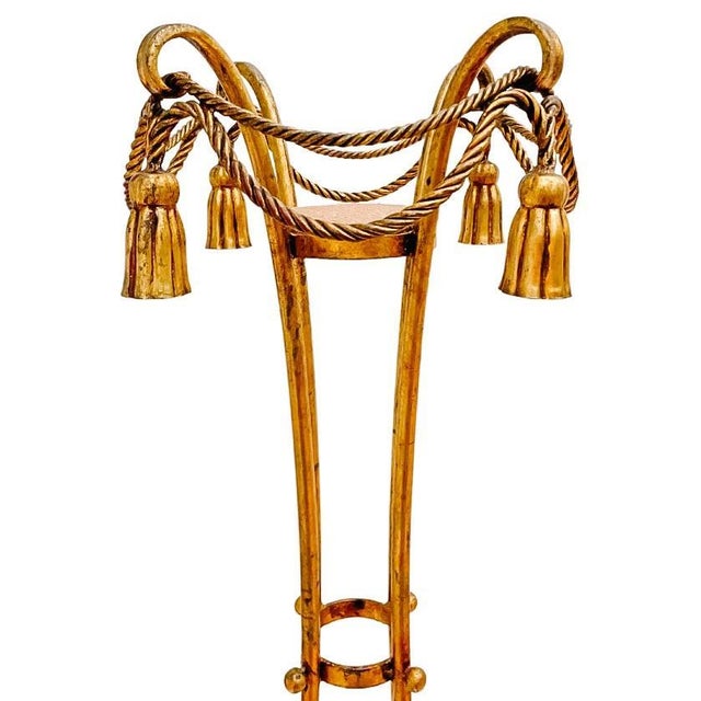 Hollywood Regency 1960 Italian Florentine Gilt Rope and Tassel Plant Stand For Sale - Image 3 of 5