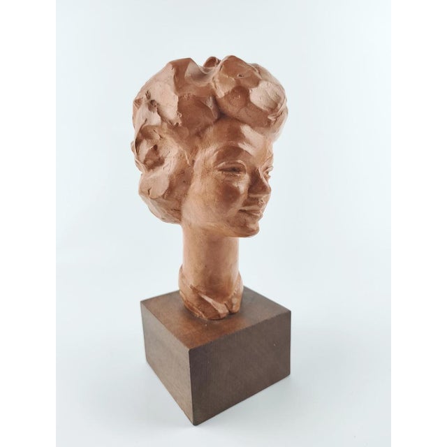 Red Mid-Century Belgium Terracotta Bust by Paul Serste, 1950s For Sale - Image 8 of 8