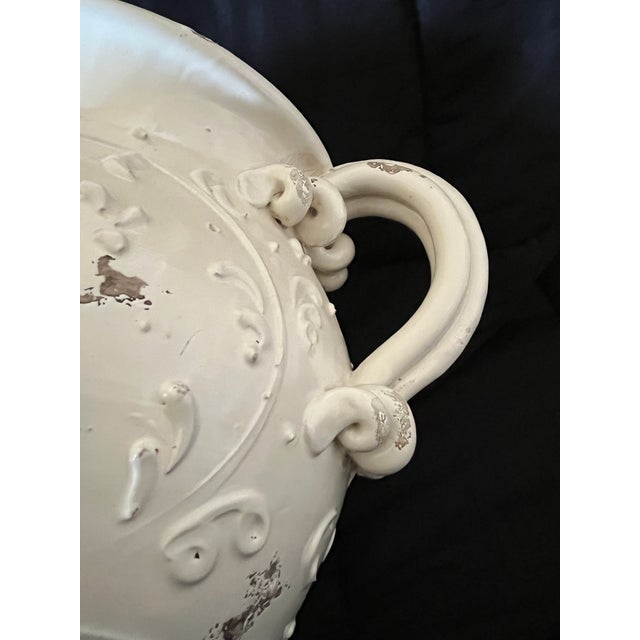 Shabby Chic 1990s Extra Large Arte Italica Cream Color Rustic Italian Pitcher For Sale - Image 3 of 9