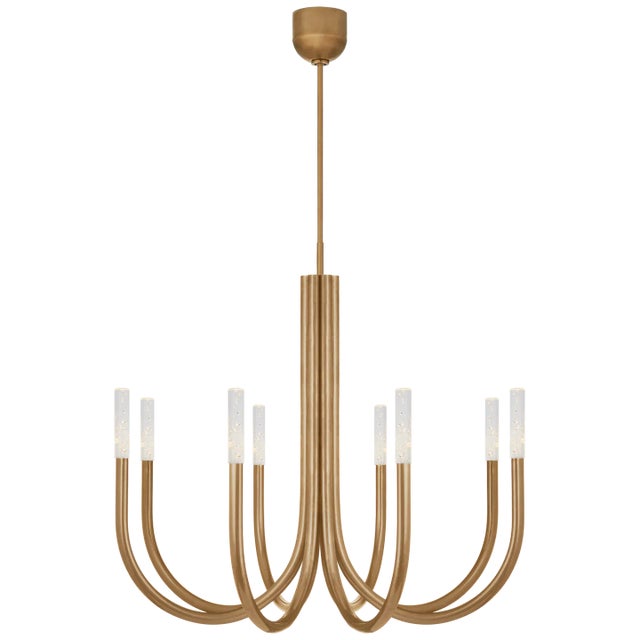 Rousseau Medium Chandelier in Antique-Burnished Brass with Seeded Glass Designer: Kelly Wearstler Fixture Height: 32" Min....