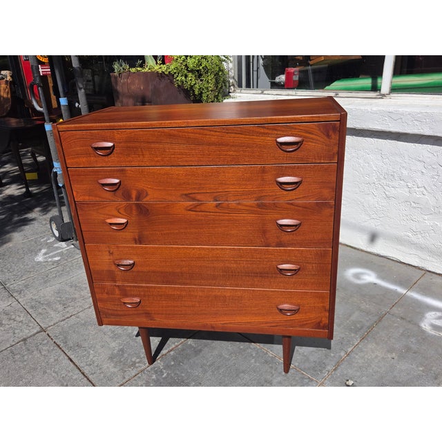 Kai Kristiansen for Feldballes Mobelfabrik 5 drawer tall dresser teak. All drawers in great shape looks nearly new! Ships...