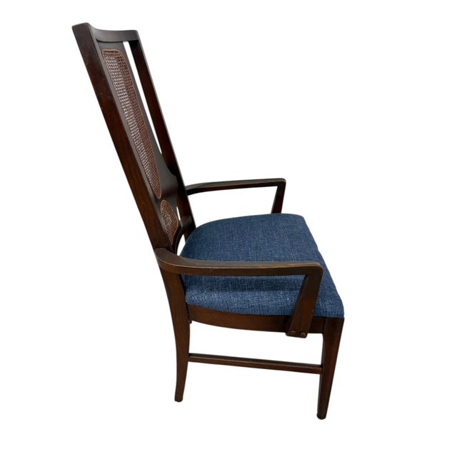 Mid-Century Modern Mid-Century Modern Broyhill Brasilia II Walnut & Cane Dining Chairs - Set of 6 For Sale - Image 3 of 7