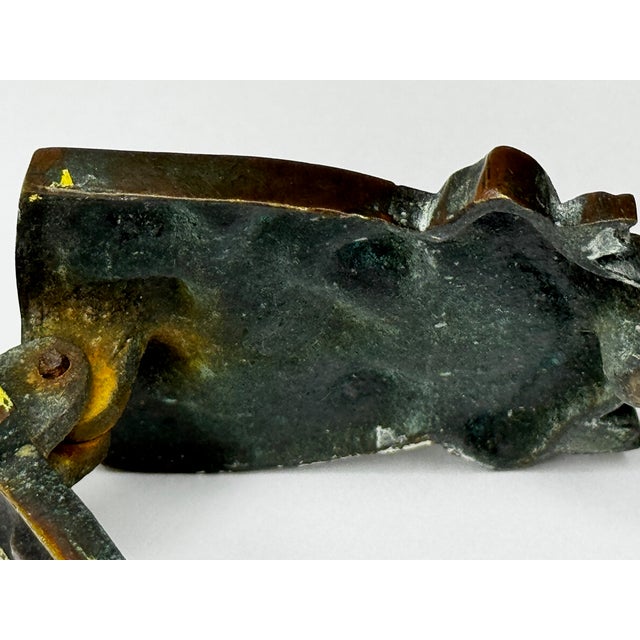 British Cheddar Bronze Door Knocker Heraldic Coat of Arms Shield Fleur De Lys C1925 For Sale - Image 14 of 18