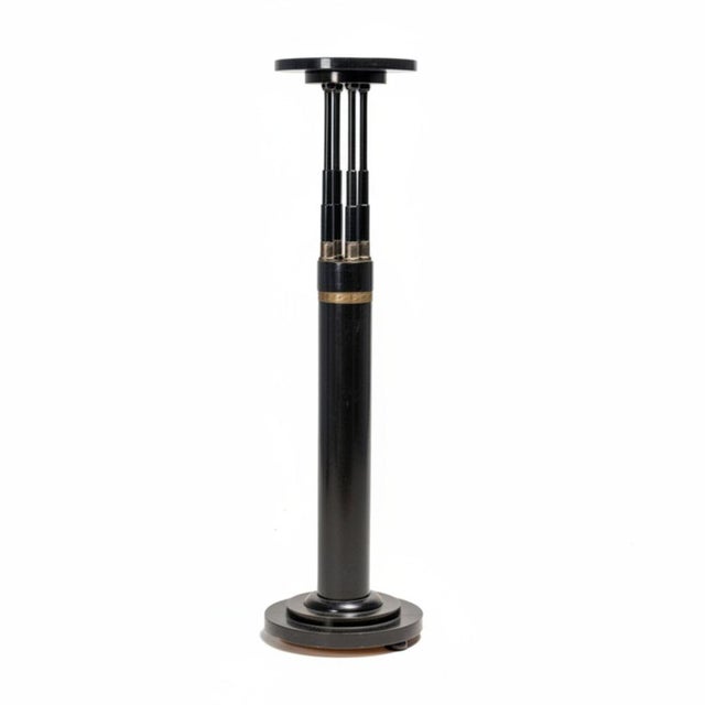 20th Century Black Lacquered Pedestal with Brass Details, 1920s For Sale - Image 9 of 9