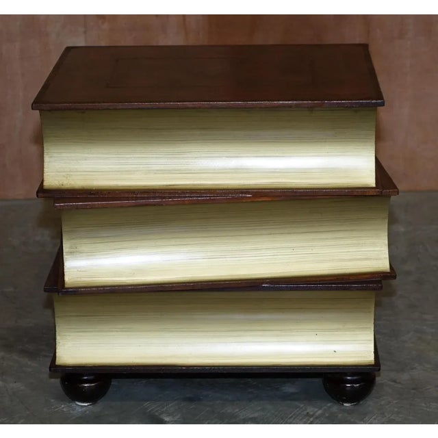 Wood Leather Bound Side Tables with Drawers, Set of 2 For Sale - Image 7 of 18