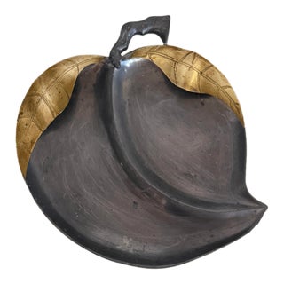 Vintage Saks Fifth Ave Asian Brass Peach Bowl For Sale