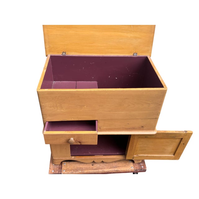 Late 19th Century Antique Primitive Pine Dry Sink / Washstand With Lift-Top Storage & Cabinet For Sale - Image 5 of 16
