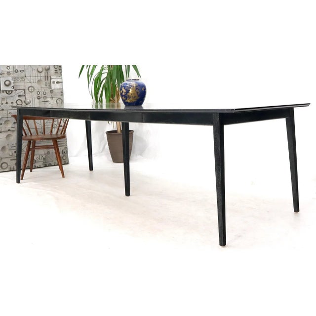 Rare Ebonized Cerused Walnut Mid-Century Modern Dining Table w/ Two Extensions For Sale - Image 12 of 13