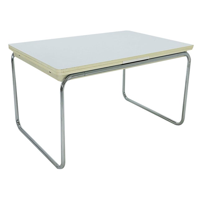 Mid-Century Bauhaus Dining Table in Tubular Chrome and Wood, 1980s For Sale