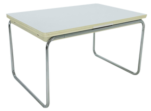 Mid-Century Bauhaus Dining Table in Tubular Chrome and Wood, 1980s