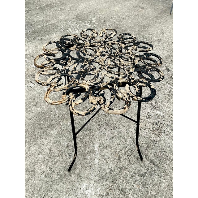 Vintage Boho Hand Forged Horseshoe Table For Sale - Image 10 of 12