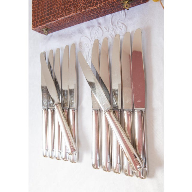 French Art Deco Silver-Plated Table Knives, 1940s, Set of 12 For Sale - Image 7 of 9