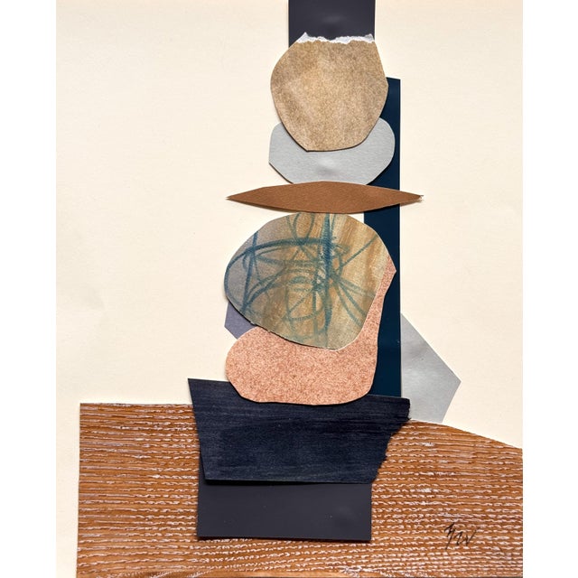 Brown "Vessel 2" Original Mixed-Media Framed Collage on Paper by Zac Woodiel For Sale - Image 8 of 12