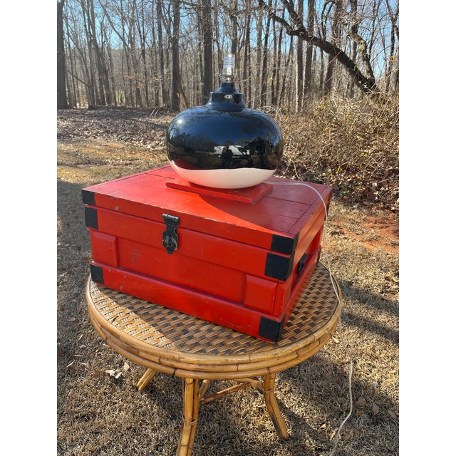 Asian Red Orange Dowry Chest Trunk For Sale - Image 3 of 3