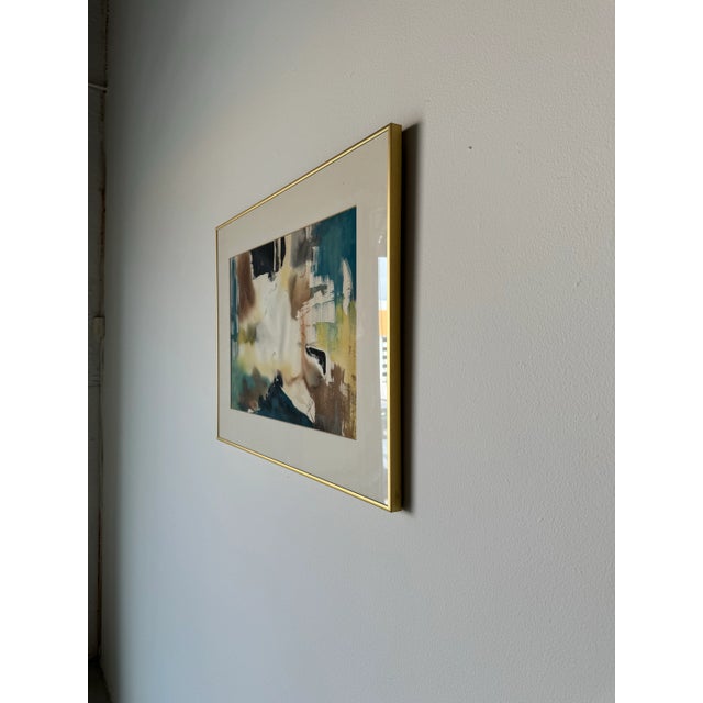 1980's Glantz Abstract Expressionist Composition Watercolor & Pastel Painting, Framed For Sale - Image 4 of 12