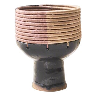 Clay Woven Pedestal Vase For Sale