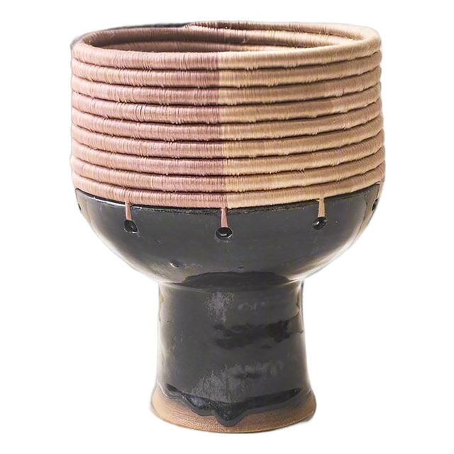 Clay Woven Pedestal Vase For Sale