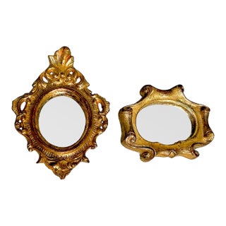 Mid-Century Italian Giltwood Florentia Accent Mirrors - A Pair For Sale