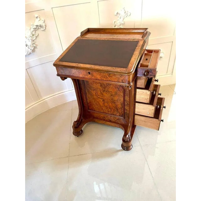 Antique 19th-Century Victorian Burr Walnut Davenport Desk For Sale - Image 9 of 18