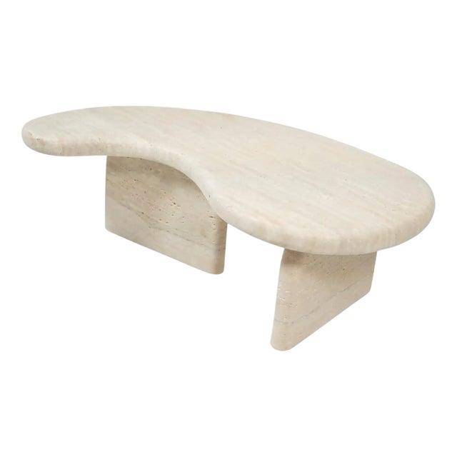 Sculptural Organic Shape Travertine Coffee Table by My Habitat Design For Sale