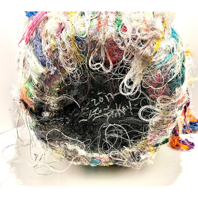 White Leon Dickey Signed 2017 Mixed Media Fiber Sculptural Vessel / Planter For Sale - Image 8 of 11