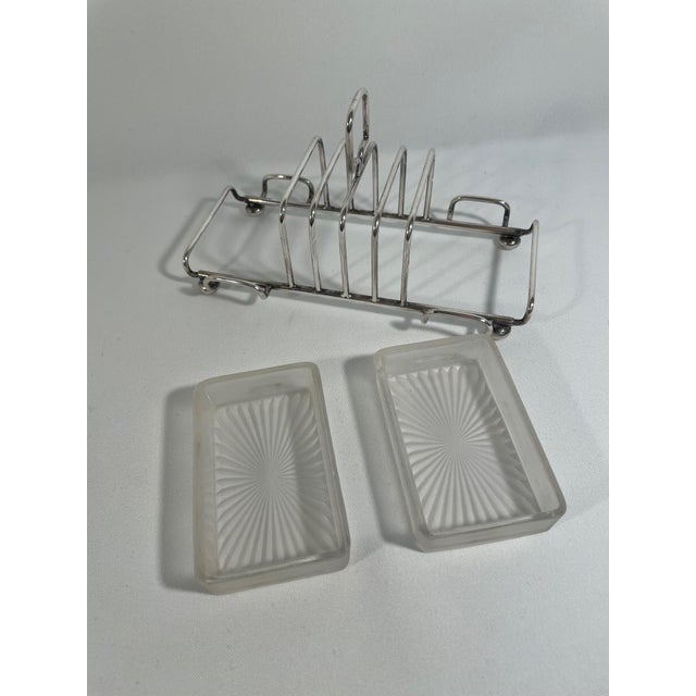 Metal Antique Barker Brothers & Cie English Silverplated Toast Rack With Condiment Dishes For Sale - Image 7 of 15