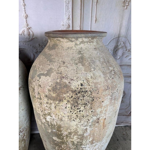Pair of Monumental Terracotta Olive Jars With Weathered Patina For Sale - Image 12 of 17