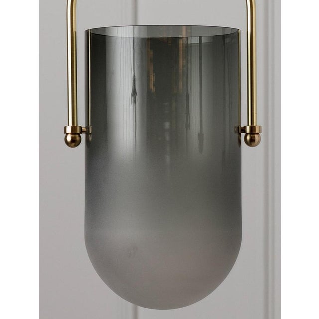 Arc Well Pendant Lamp in Smoked Glass and Brass by Allied Maker, 2018 For Sale - Image 6 of 11