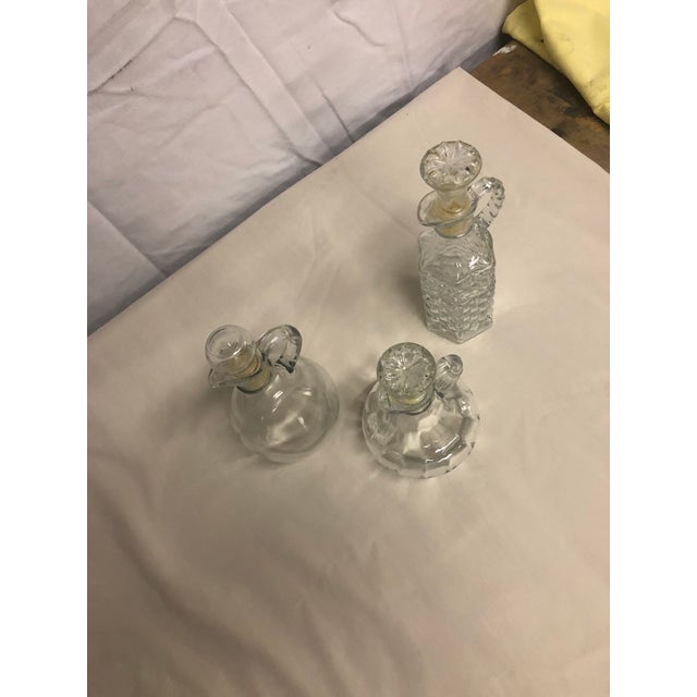1970s Crystal Clear Glass Cruets With Stoppers Set of 3 Chairish