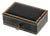 Nice Mid Century Vintage Italian Black Leather Gold Border Jewelry Trinket Box For Sale