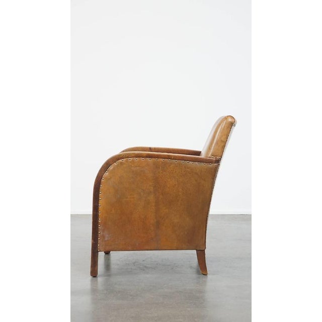 Art Deco Club Chair in Sheep Leather For Sale - Image 5 of 15