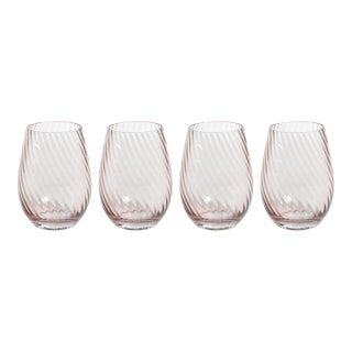 Sesto Optic Swirl Stemless Glasses - Lilac, Set of 4 For Sale