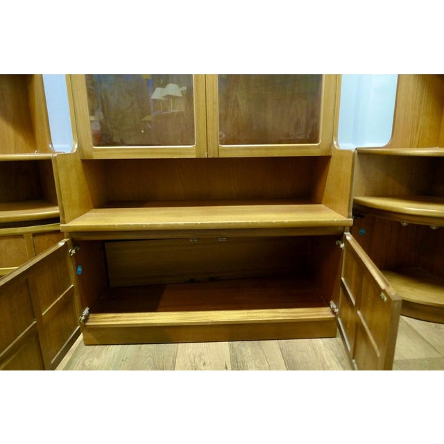 Teak Wall Unit by Nathan Furniture, 2 Corner & 1 Main Unit The set has adjustable shelves and can be used as one or as 3...