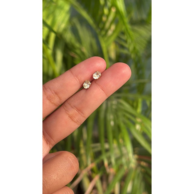 Minimalist Soliatire Yellow Sapphire Everyday Stud Earrings for Her In14k Yellow Gold- A Pair For Sale - Image 11 of 14