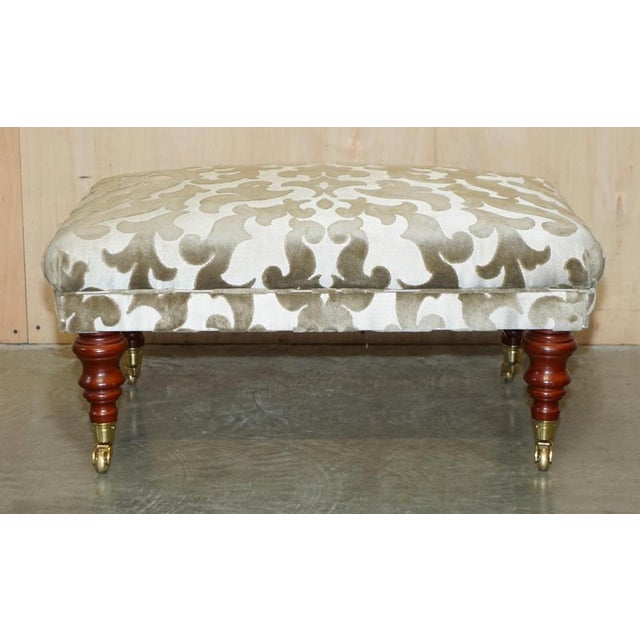 Set of Handmade Fabric Upholstered Sofa & Footstool, England For Sale - Image 16 of 18