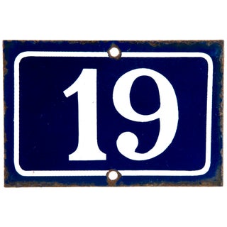 French Enamel Number 19 House Deck For Sale
