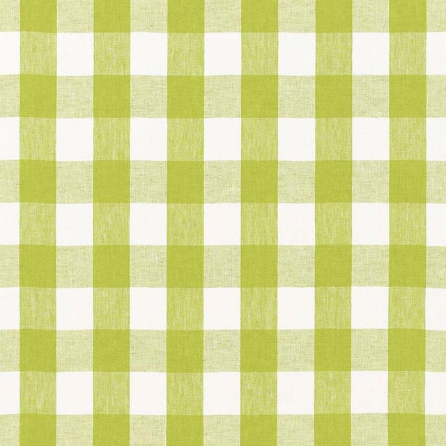 Sample- Schumacher Key West Check Fabric in Lime For Sale
