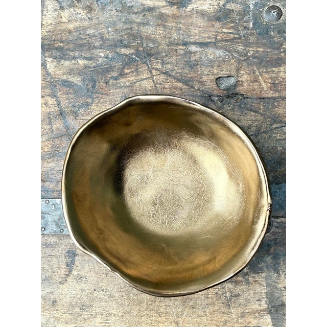 Bronze Vintage Original Slab Built Studio Pottery Bowl For Sale - Image 8 of 12