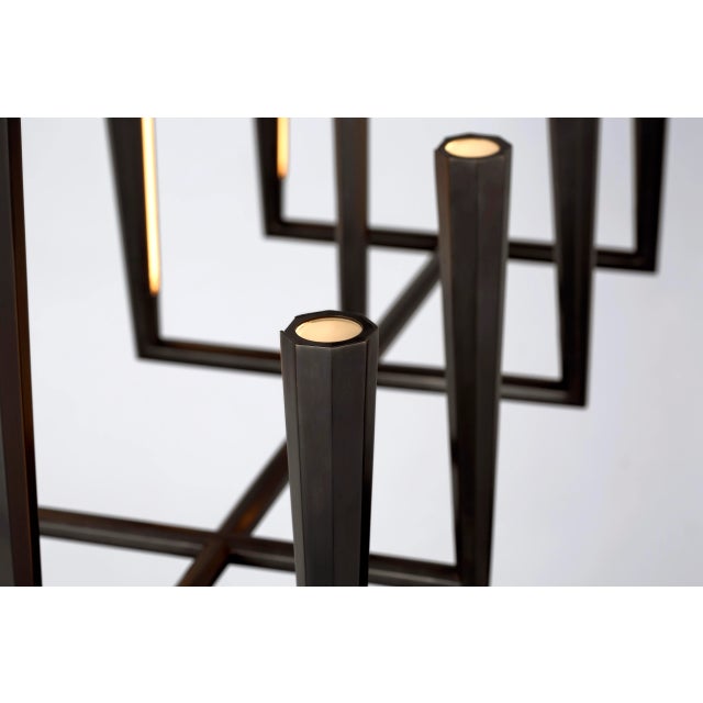 Thomas O'Brien for Visual Comfort Signature Galahad Large Linear Chandelier in Bronze For Sale - Image 10 of 12