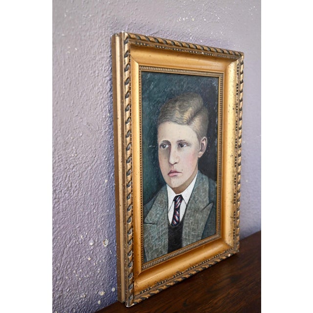 Portrait of a Child, Oil Painting, 1930s, Framed For Sale - Image 6 of 7