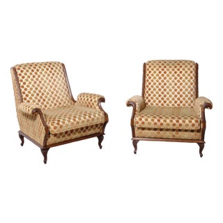Vintage Regency Italian Velvet Armchairs, 1950s, Set of 2 For Sale