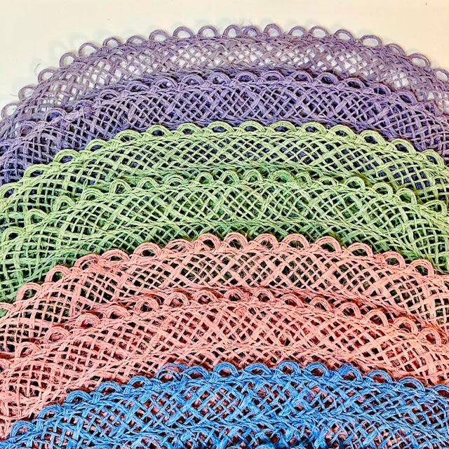 Mid-Century Boho Chic Costal Arts & Crafts Straw Placemats - Set of 8 For Sale - Image 6 of 8