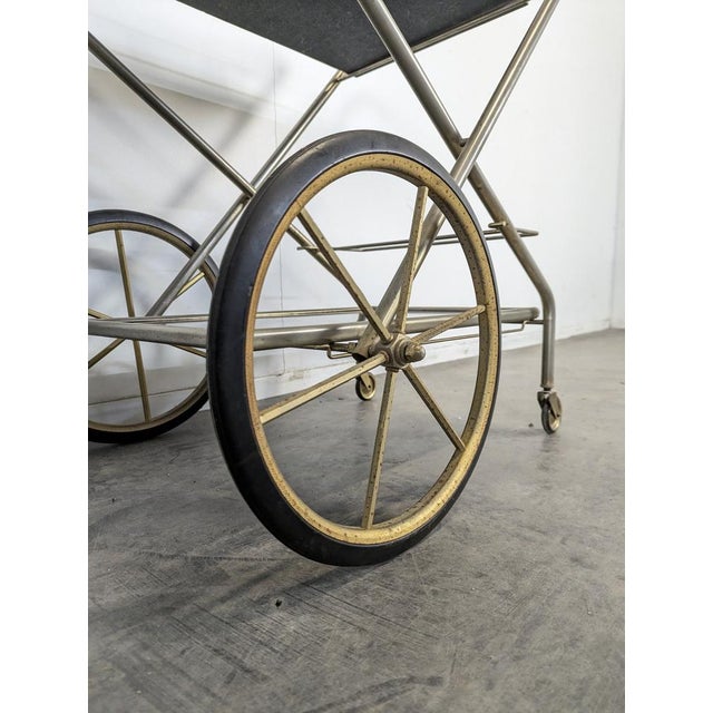 Rolling Brass Serving Cart, 1970s For Sale - Image 5 of 8