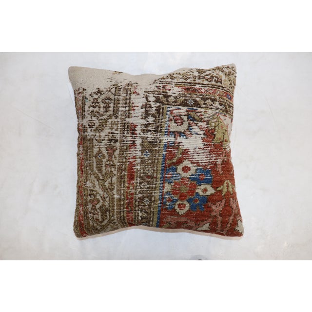Early 20th Century Antique Square Persian Rug Pillow For Sale - Image 5 of 5