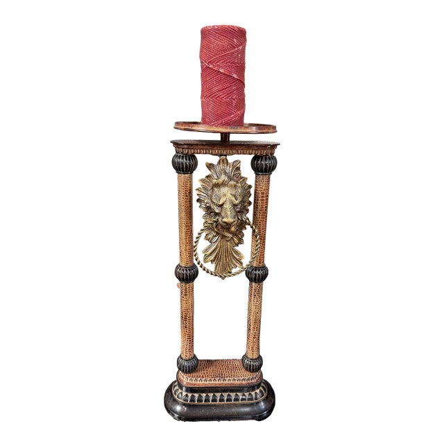 John-Richard Regency Style Lion Mask Altar Pricket Candle Holder For Sale