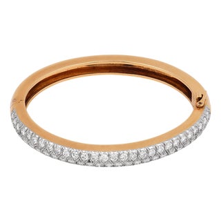 Vintage Diamond 14k Yellow Gold Bangle Bracelet For Sale