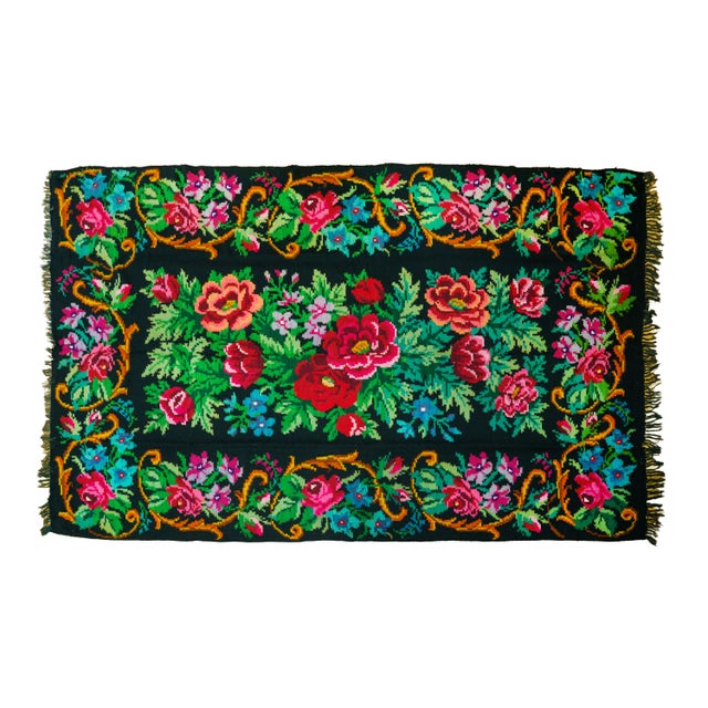 Vintage Romanian / Moldovan Handwoven Wool Rug, 1960s For Sale - Image 12 of 12