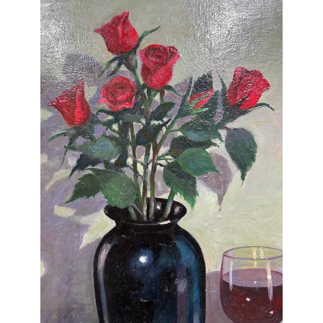 Contemporary still life signed M. (Mohammed) Ismail, dated ‘90. Ismail is known for his abstract work but also for still...