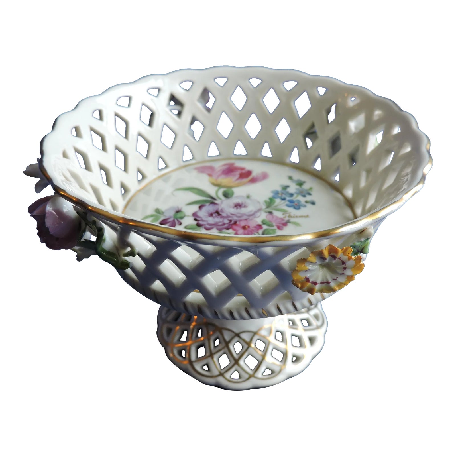 Circa 1890 Carl Thieme Dresden Porcelain Reticulated Compote With ...