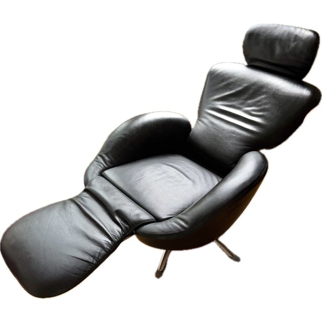 Black Leather Swivel Recliner Lounge Chair by Toshiyuki Kita for Cassina, Made in Italy For Sale - Image 18 of 18